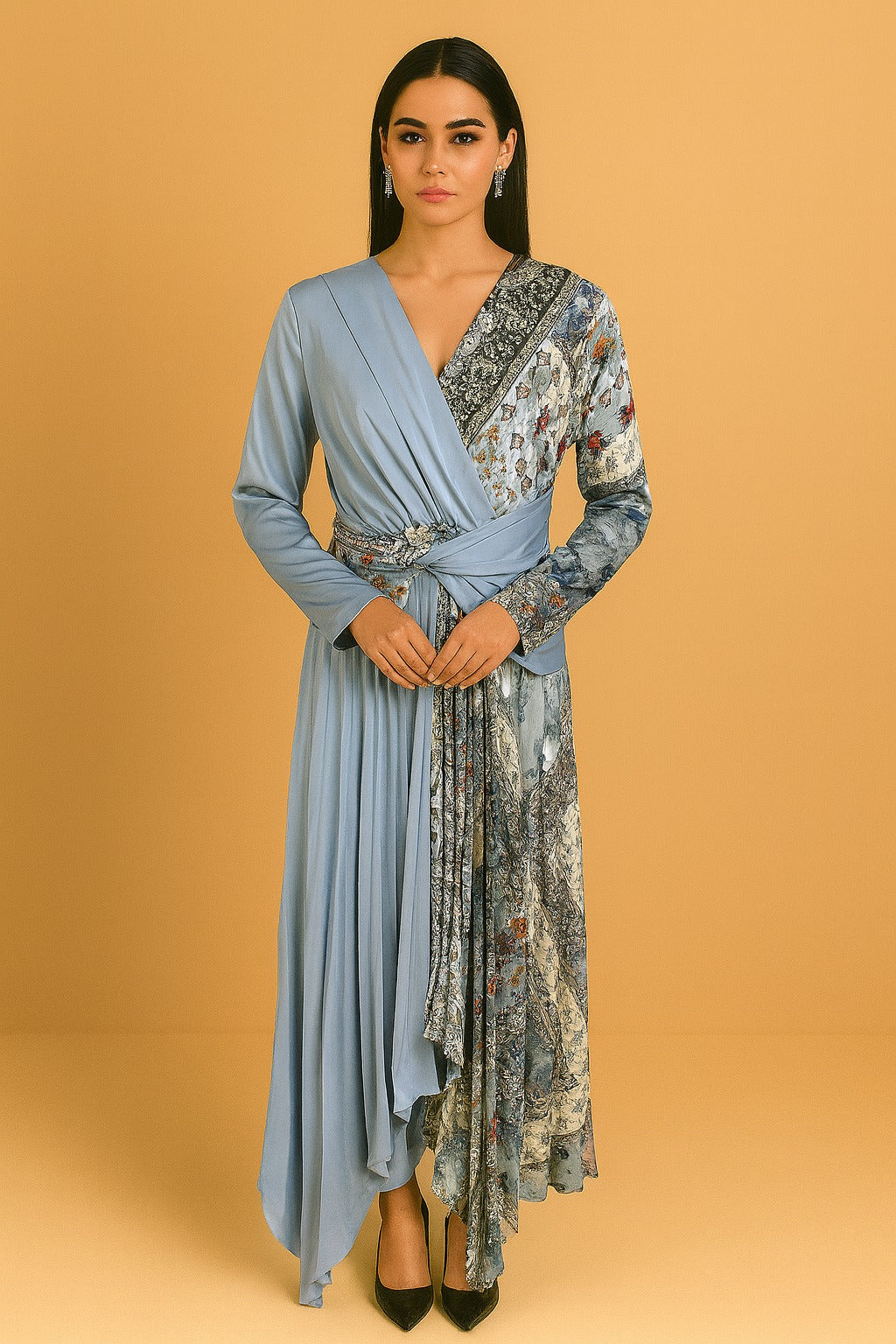 Midi Silk Dress - Blue