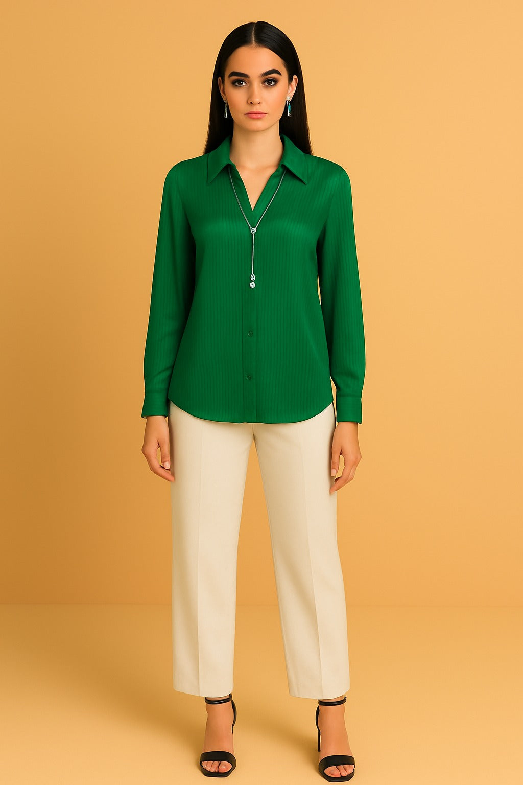 Satin blouse - green
