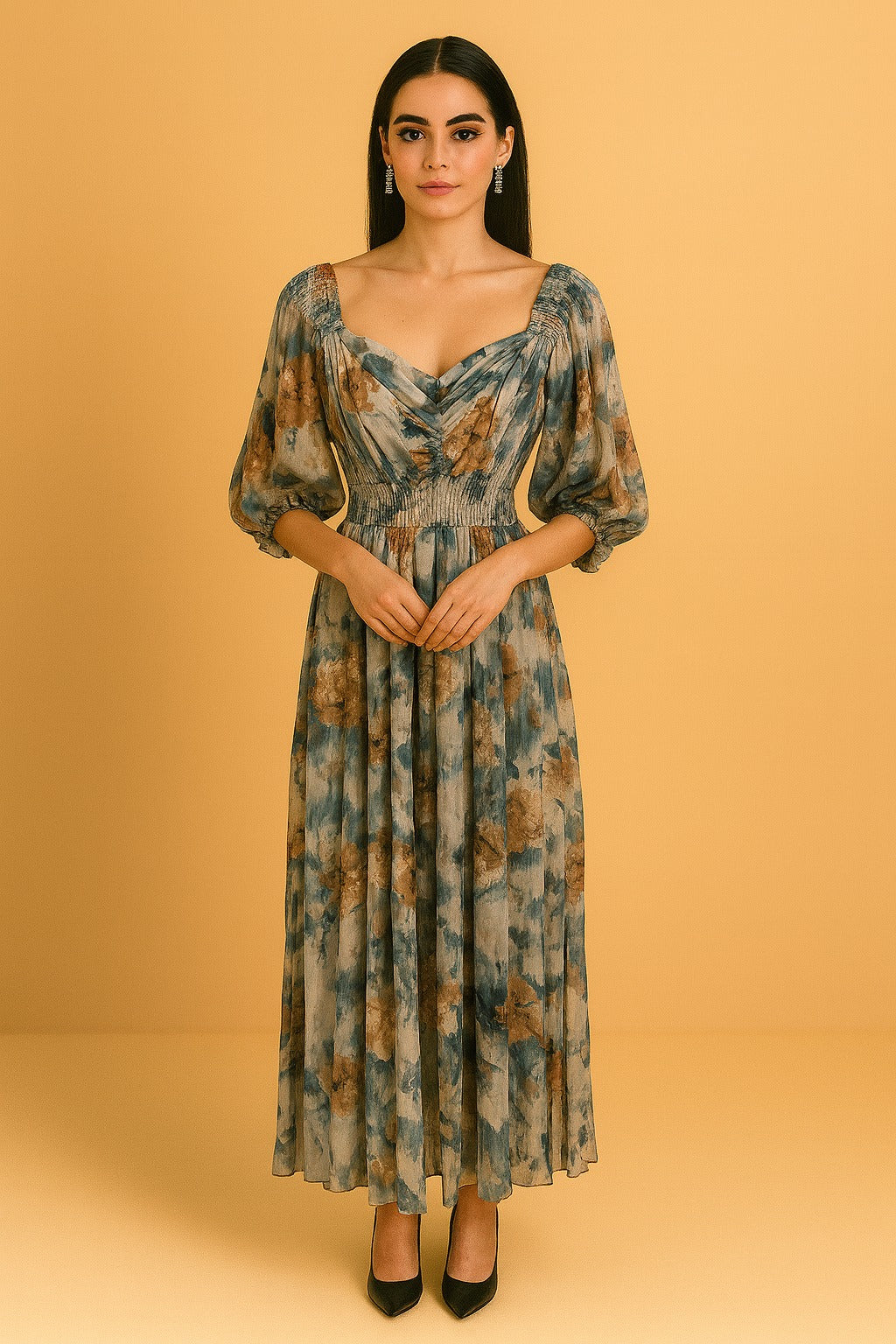 Floral Dress - Grey